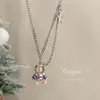 Colar de Aço Titânio Ursinho Astronauta Feminino Design de Nicho Ins Corrente de Suéter Acessórios que Não Desbotam Corrente de Moletom Recomendado