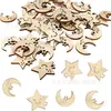 Estrella y Luna de Madera en Blanco Astillas de Madera Decoración de Mesa DIY Decoración de Madera para Fiesta de Navidad Boda 50 Piezas