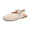 Sandalias huecas tejidas retro para mujer, nuevo modelo de verano 2026, adecuadas para usar con faldas, sandalias Mary Jane, zuecos