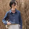 Foto Real de "Camadas São Mais Fashion" Jaqueta Jeans Vintage Azul Lavado de Algodão Estilo Blogueira Francesa para Mulheres