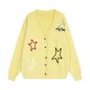 Cardigan Suéter Bordado Estrela Retro Americano Masculino Outono/Inverno 2023 Masculino Tendência Peça Coringa Casaco