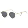 Moda Gafas de sol nuevas de estilo coreano, vintage, de lujo, a la moda, con diamantes y cadenas exageradas, gafas de sol elegantes para mujer