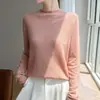 Suéter de punto sin costuras de una sola línea con cuello medio alto para mujer, delgado, suave, cómodo, cálido, suéter base de lana aterciopelada