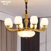 Estilo Wu, estética de la dinastía Song, candelabro tradicional chino para sala de estar, madera de nogal, estilo chino nuevo, luz principal para el vestíbulo, dormitorio y comedor, cobre