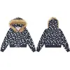 Sudadera retro estilo americano con estampado de estrellas y cuello de piel sintética, nueva colección de otoño para mujer, chaqueta con cremallera holgada y casual, moderna