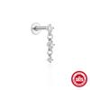Novos brincos de piercing de rosca com franja de diamante em prata de lei 925, stud para osso da orelha, estilo ins popular europeu e americano