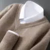 Gola de Suéter Espessa Suéter de Caxemira Roupa Íntima Masculina Outono e Inverno Quente Solto Tamanho Grande Suéter Básico de Lã Pura