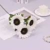 Flores artificiais 3 girassóis decoração de casa buquê flores de seda transfronteiriças girassol restaurante flores macias adereços para fotografia
