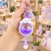 Cachorrinho Branco Azul Fofo de Desenho Animado Líquido Flutuando em Óleo, Miniatura de Cachorrinho, Chaveiro Frasco de Areia Movediça, Desenho Animado Fofo