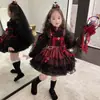 Vestido de Princesa Maligna Pequena para Halloween Fantasia Mágica de Vampiro Cosplay para Meninas Lolita Vestido Lolita Infantil Outono