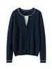 Cardigan de Cashmere Liso Novo 2026 para Mulheres, Jaqueta de Tricô Macio com Gola Redonda, Suéter de Cashmere Outono e Inverno, Direto da Fábrica