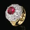 2025 Nueva Joyería Huabi Cobre Chapado en Oro Color Simulado Corindón Tesoro Redondo Temperamento Traje de Lujo Ligero Mujer 8 mm