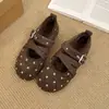 Sapatos Mary Jane Retro de Bolinhas Femininos Lã Novo Estilo Boca Rasa Sapatos de Uma Sola Uma Tira Outono e Inverno com Fivela Estilo Coreano 2026 Temperamento