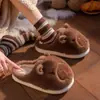 Pantuflas de Algodón Capibara para Mujer Invierno 2025 Nuevo Estilo Interior Hogar Gruesas Cálidas de Felpa Ponerse y Caminar Pantuflas de Algodón