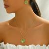 Collar de Flores Pastorales de Nicho Pendientes Traje Personalidad de Mujer Goteo de Aceite con Perla Diseño de Nicho Cadena Clavicular Combinable