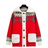 Suéter Navideño Rojo de Año Nuevo para Mujer de Felpa de Cordero Engrosado Cárdigan Otoño e Invierno Ropa Exterior Estilo Perezoso Holgado Abrigo Largo
