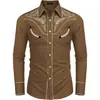 Moda Masculina Transfronteriza Nueva Camisa Estampada Estilo Oeste Americano Camisa Suelta de Manga Larga Estampada