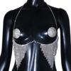 Soporte de pecho con borlas largas de diamantes completos transfronterizo, parche de diamantes redondos sexy para el pecho, cadena corporal europea y americana