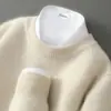 Nuevo Suéter de Lana Otoño e Invierno para Hombre, Cuello Redondo, Jacquard Grueso, Corte Holgado, Top Básico de Punto Casual de Negocios