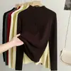 Suéter de Punto para Mujer Andy de Tela de Terciopelo con Cuello Alto Medio Capa Base 2026 Otoño e Invierno Nuevo Estilo Coreano Ajustado Ropa Interior