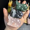 Pedra bruta de cristal natural polida, esculturas de animais mistas, esculturas de animais multimateriais, atacado de venda quente transfronteiriça