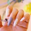 Parche de uñas estilo ins europeo y americano pieza de uña postiza producto terminado longitud media celebridad de internet azul neblina blanco producto terminado 24 piezas