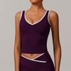 Chaleco deportivo Zechuang ajustado con contraste de color para mujer, sin espalda, para yoga, fitness, ropa exterior, top deportivo 8843
