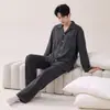 Algodón PuroPijama para Hombre Estilo Primavera/Otoño Manga Larga Juvenil Sencillo Se Puede Usar Fuera de Casa Conjunto de Ropa Nuevo Estilo 2026