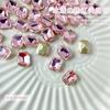 Decorações de Arte de Unha Pontiagudas Rosa com Strass Famosas na Internet Brilhantes em Formato de Coração Octagonal Retangular Ângulo Reto Quadrado Robusto Strass de Unha Usáveis