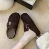 Medias zapatillas cerradas de suela gruesa 2026 Mocasines zapatillas de algodón con forro de felpa, sin talón, para mujer, a la moda, casuales, para otoño e invierno, para exteriores