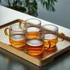 Taza de Alto Borosilicato, Taza de Té Resistente al Calor, Taza de Té Pequeña Engrosada, Taza de Té Kung Fu, Taza de Vidrio Rayado Vertical Calentable