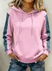2026 Nueva Sudadera con Capucha Patchwork Transfronteriza de Amazon, Suéter de Manga Larga Holgado, Top con Bolsillo para Mujer, Chaqueta Casual