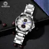 Nuevo Reloj para Hombre de Negocios, Reloj de Cuarzo Impermeable con Correa de Acero de Una Pieza, Reloj Luminoso Multifunción para Hombre, Reloj No Mecánico