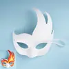 Máscara de Ópera de Pequim pintada à mão DIY, rosto de gato em papel machê, meia-face de raposa, rosto infantil sem cor para meninos e meninas, rabiscos em rosto inteiro