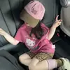Camiseta de Verano Estilo Coreano Linda Estampado de Dibujos Animados para Niñas Manga Corta Infantil Cómoda y Versátil Tops de Media Manga Modernos