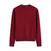 Cárdigan de Punto Rojo para Mujer en su Año Zodiacal, Navidad 2026 Otoño/Invierno Nuevo Estilo, Cuello Redondo, Mangas Largas, Bordado de Corazón, Top de Lana
