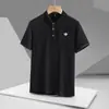 Camisa Polo de Verano Fresca Bordada de Tres Hojas para Hombre, Manga Corta, Cuello Campana, Casual de Negocios, Moderna, Transpirable, Ligera, Absorbente de Sudor