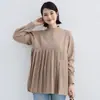 Nueva Camisa de Muñeca Primavera y Verano Camisa Pulóver Japonesa Costura Dobladillo Plisado Fila de Botones Verticales Pequeños Camisa de Longitud Media Que Reduce la Edad