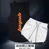 Conjunto Esportivo Masculino Calça de Corrida ao Ar Livre Fitness Verão Basquete Treinamento Secagem Rápida Regata Sem Mangas Roupa de Fitness para Corrida Noturna