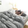 Juego de punto a rayas de cuatro piezas de algodón jersey estilo japonés, ropa de cama de punto de algodón puro, mismo estilo que Muji, adecuado para dormir desnudo