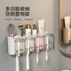 Dispensador Automático de Pasta de Dente Haiying Suporte de Escova de Dentes Montado na Parede Sem Furos Novo Modelo 2025 Prateleira de Armazenamento Espremedor de Pasta de Dente