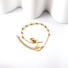Pulsera de Cuentas Amazon Transfronteriza Estilo Frío Amor Cruz Ovalada Degradada Dorada Retrato Acero Cuentas Geométricas Pulsera para Mujer