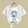 Camisetas de Verão Infantis de Manga Curta Estilo Novo Algodão Puro Amigo da Pele Tamanhos Médio e Grande para Meninas Tops de Verão Meia-Manga Estilo Coreano Fofo para Meninas