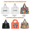 Em Estoque Sacola de Compras Dobrável 210D, Bolsa Tote Supermercado Cor Sólida, Personalizável com Logo e Texto, Sacola de Presente Publicitário