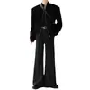 Pantalones de Traje de Gama Alta para Hombres y Mujeres Pantalones Sueltos Caídos Microacampanados Pantalones de Color Sólido Pantalones de Mopa Negros Sin Planchar Pantalones de Pierna Ancha