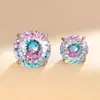 Henson 6/8MM dos colores degradado nido de pájaro corte circón acero titanio tornillo caracola clavo de hueso de oreja pendientes de alta gama para niña