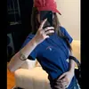 Estilo Americano 100% Algodão Verão Novo Estilo Design Retrô Americano Caimento Relaxado Estampada Gola Redonda Manga Curta Camiseta