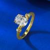 Mujing Jewelry S925 Plata Chapada en Oro Ovalado 6*8mm Anillo de Diamante Único Anillo Simple Hermoso de Estrella para Mujer