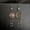Brincos Transfronteiriços Mais Vendidos Moda Europeia e Americana Exagerados Longos Sol Lua Retrô Estrela e Lua Brincos Femininos Estilo Retrô