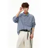 Camisa de Manga Larga a Cuadros Suelta Estilo Retro Elegante para Hombre, Camisa Polo de Marca de Moda Estilo Americano, Casual de Calle